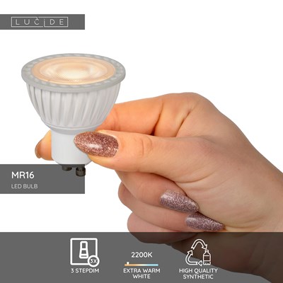 Lucide MR16 - Led bulb - Ø 5 cm - LED Dim. - GU10 - 1x5W 2200K/2700K - White